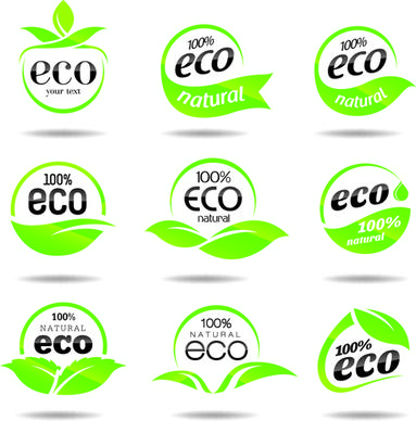 eco with natural logos and labels vector