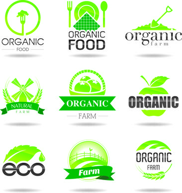 eco with natural logos and labels vector