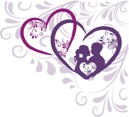 elegant heart with floral background vector