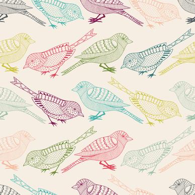 hand drawn birds seamless pattern vector