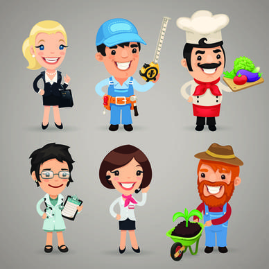 different occupations cartoon characters vector