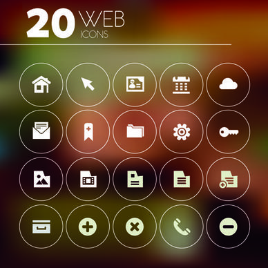 20 kind creative web icons vector