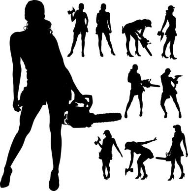 different occupations man and woman silhouettes vector