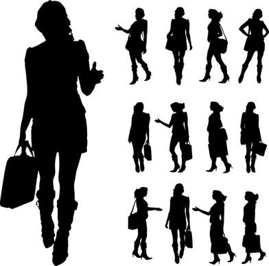 different occupations man and woman silhouettes vector