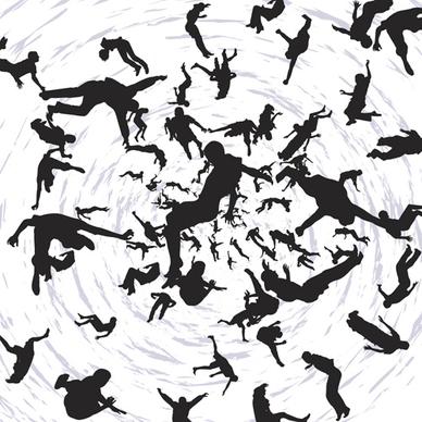 jumping people silhouettes vector