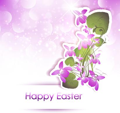 happy easter flower shiny background vector