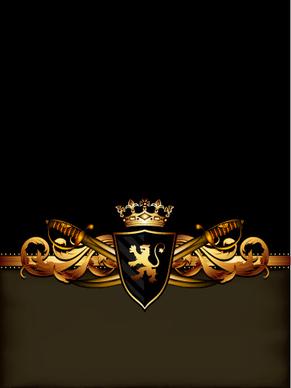 luxury arms with badge labels background vector