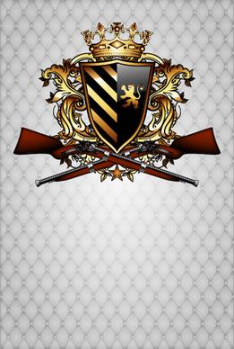 luxury arms with badge labels background vector