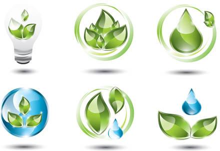 shiny ecology logos vector