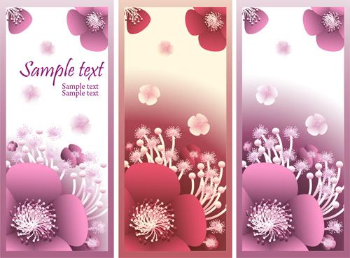 beautiful flower vertical banner vector set