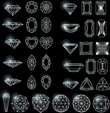 diamonds outline design vector