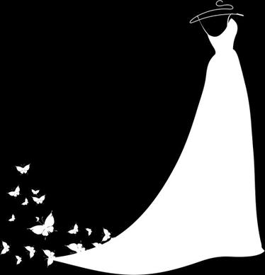 beautiful wedding dress silhouette design vector