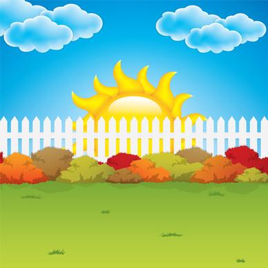 cartoon summer sun vector background