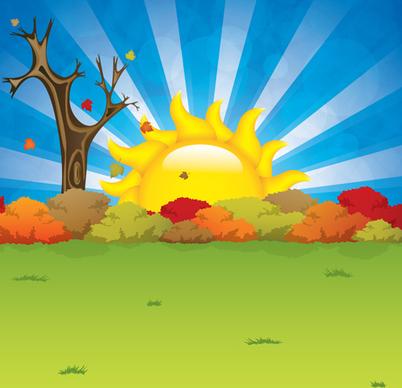 cartoon summer sun vector background