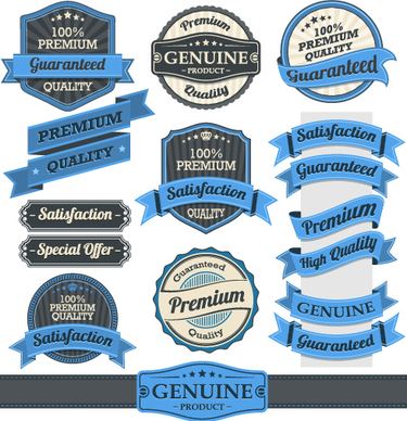 retro premium quality ribbon labels vector