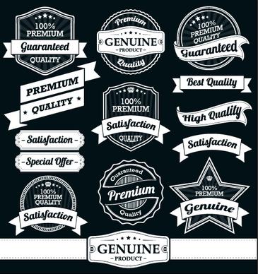 retro premium quality ribbon labels vector