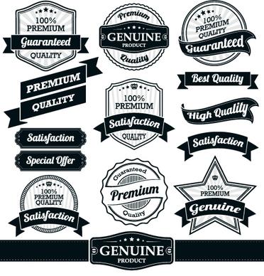 retro premium quality ribbon labels vector