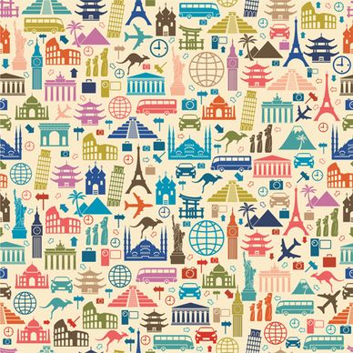 creative travel elements seamless pattern vector