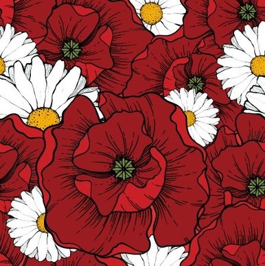 beautiful flowers seamless pattern art vector