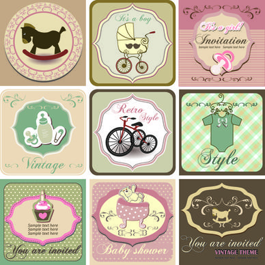 common vintage labels vector set