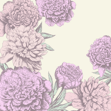 retro hand drawn flowers background design