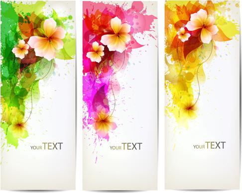 watercolor flower vertical banner design