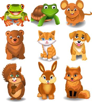 different lovely animals design vector