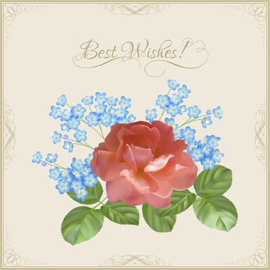 vintage flower wishes cards design vector