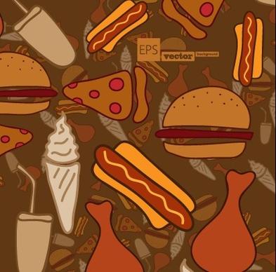 cartoon food pattern design vector