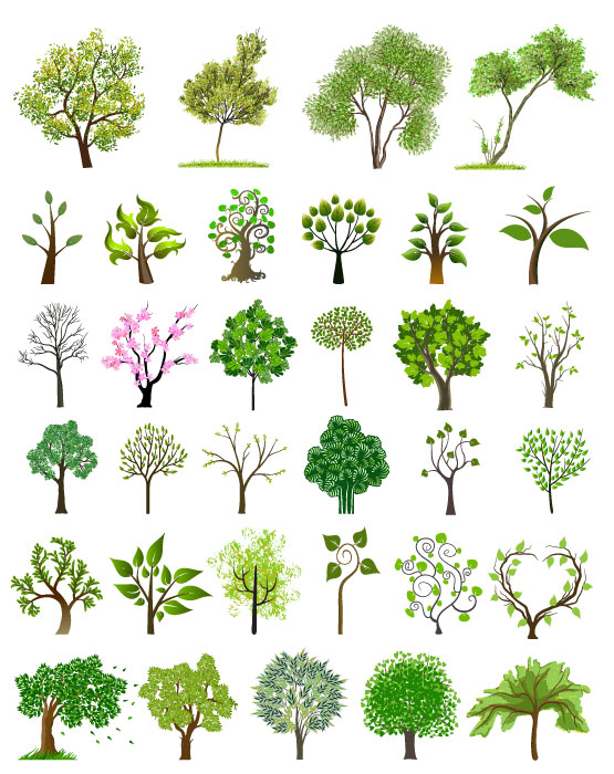 different trees creative design vector