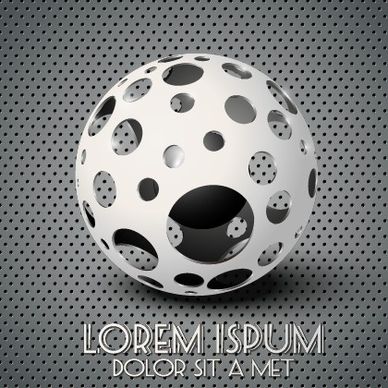 creative sphere and metal background vector