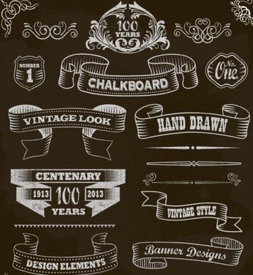 black and white style ribbon with frames ornaments vector