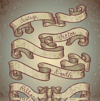 hand drawn vintage ribbon benner vector