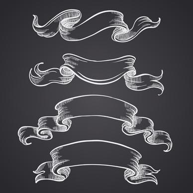 hand drawn vintage ribbon benner vector