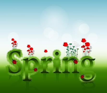 shiny spring elements vector background graphic