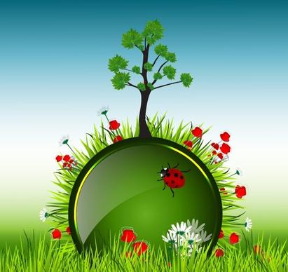 shiny spring elements vector background graphic