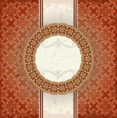 vintage floral background with round frame vector