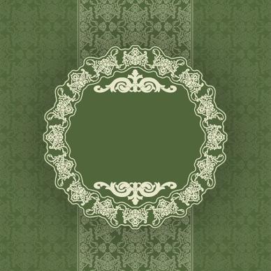 vintage floral background with round frame vector