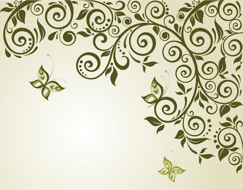 elegant green floral vector background