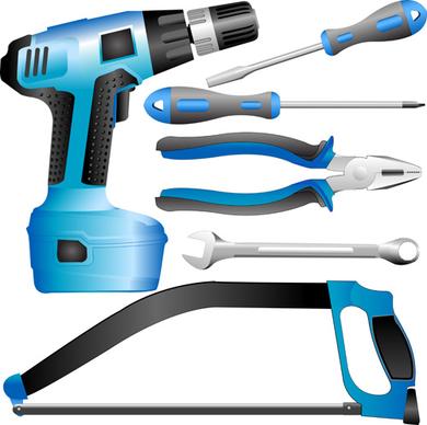 realistic hardware tools vector graphic set