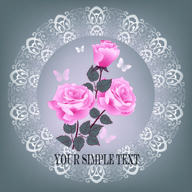 beautiful pink roses with vintage background vector