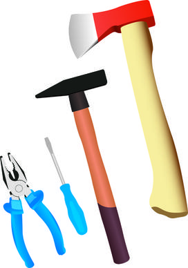 realistic hardware tools vector graphic set