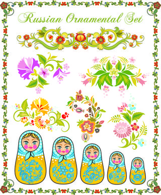 beautiful russian style ornaments design vector