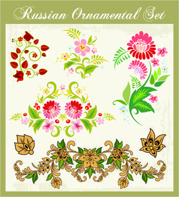 beautiful russian style ornaments design vector