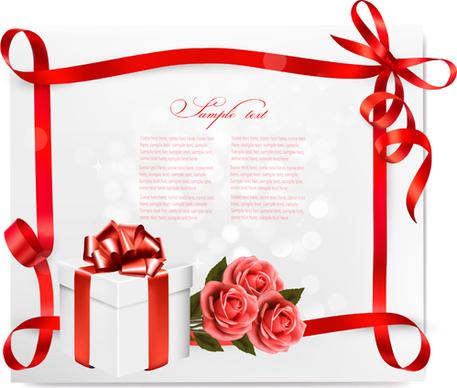 beautiful ribbon flower cards vector