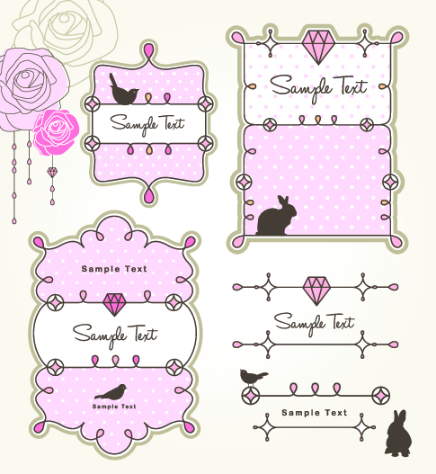 cute baby hand drawn frames vector