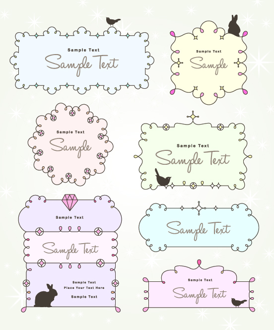 cute baby hand drawn frames vector