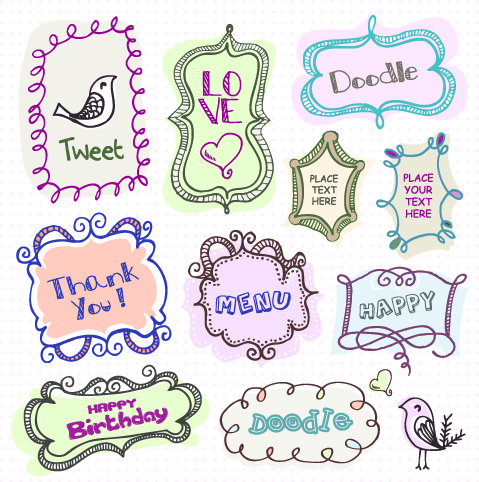 cute baby hand drawn frames vector