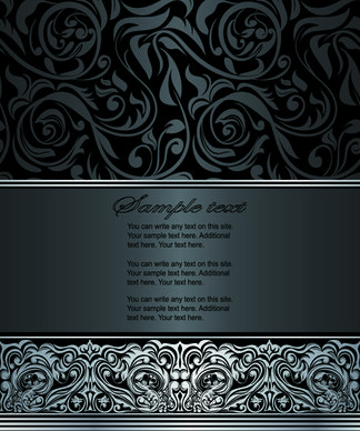 dark style floral vintage backgrounds vector graphics