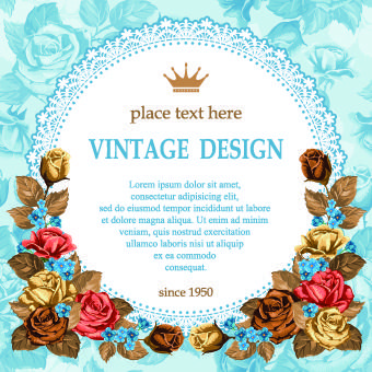 rose and frame vintage background vector